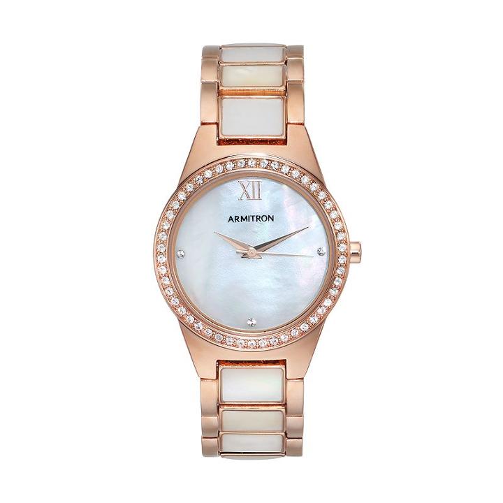 Armitron Women's Crystal Mother-of-pearl Watch - 75/5468mprg, Size: Small, Pink