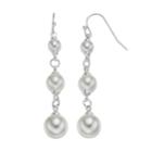 Lc Lauren Conrad Simulated Pearl Link Nickel Free Linear Earrings, Women's, White