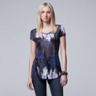 Women's Simply Vera Vera Wang Print Scoopneck Tee, Size: Small, Med Blue