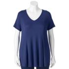 Juniors' Plus Size About A Girl Solid Pleated Tee, Size: 2xl, Brt Blue