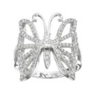 Fleur Silver Tone Cubic Zirconia Butterfly Ring, Women's, Size: 8, Grey