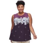 Plus Size Croft & Barrow&reg; Pleated Swing Tank, Women's, Size: 3xl, Drk Purple