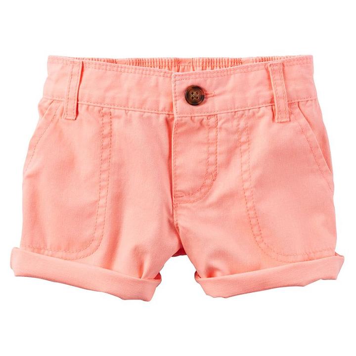 Girls 4-8 Carter's Cuffed Twill Shorts, Girl's, Size: 5, Orange