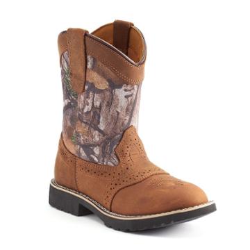 Itasca Real Tree Camo Boys' Leather Western Boots, Boy's, Size: 11, Brown
