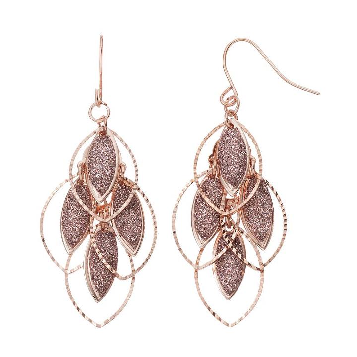 Pink Glittery Nickel Free Marquise Drop Earrings, Women's, Light Pink