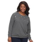 Plus Size Apt. 9&reg; Adorned Sweatshirt, Women's, Size: 4xl, Med Grey