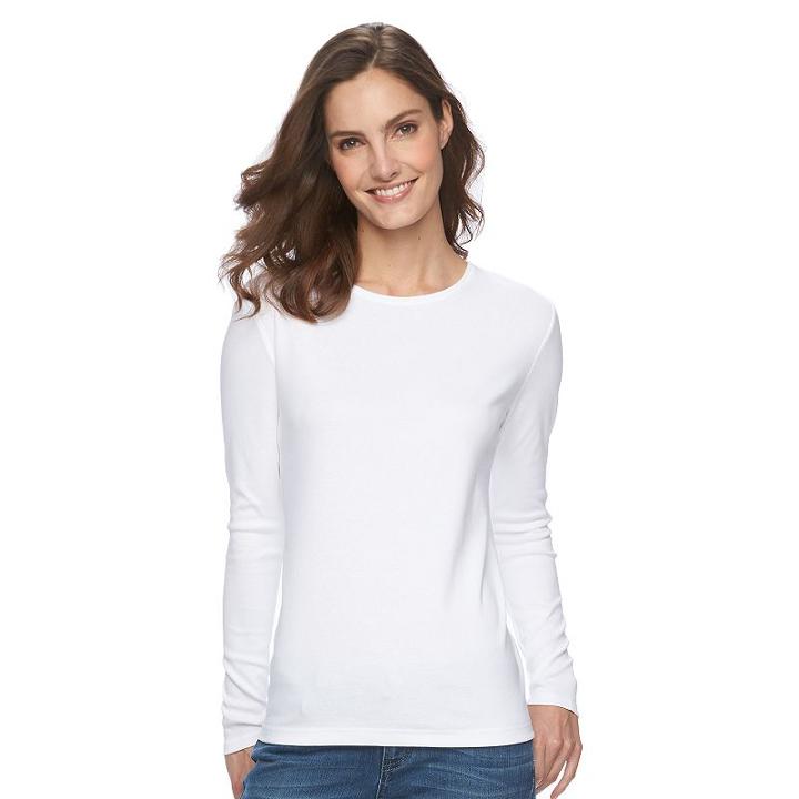 Women's Croft & Barrow&reg; Classic Crewneck Tee, Size: Xl, White