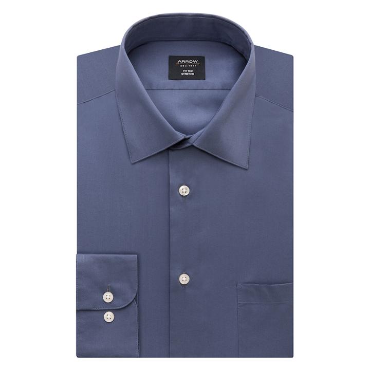 Men's Arrow Fitted Stretch Dress Shirt, Size: L-36/37, Blue