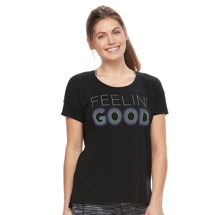 Petite Tek Gear&reg; Dry Tek Scoopneck Graphic Tee, Women's, Size: Xl Petite, Black