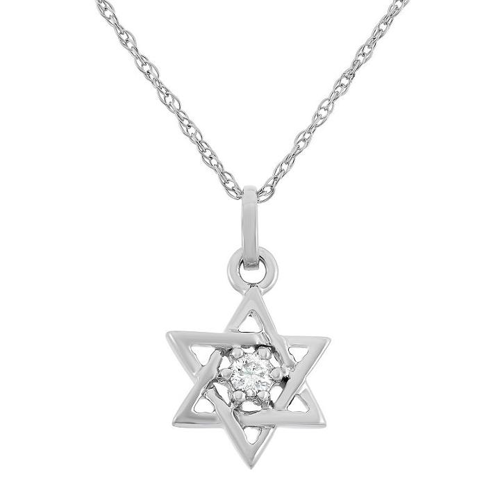 Diamond Accent 10k White Gold Star Of David Pendant Necklace, Women's, Size: 18