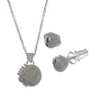 Pure 925 Sterling Silver Love Knot Pendant Necklace & Stud Earring Set, Women's, Size: 18, Grey