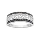 1/4 Carat T.w. Black And White Diamond Sterling Silver Heart Ring, Women's, Size: 8