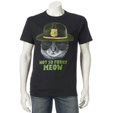 Men's Super Troopers Not So Funny Meow Tee, Size: Small, Black
