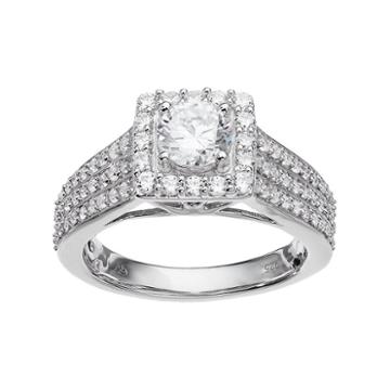 14k White Gold 1 1/2 Carat T.w. Igl Certified Diamond Halo Engagement Ring, Women's, Size: 7