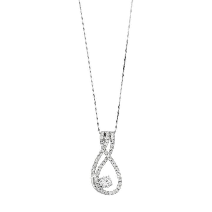 Forever Brilliant 14k White Gold 1 Carat T.w. Lab-created Moissanite Double Strand Drop Pendant, Women's, Size: 18