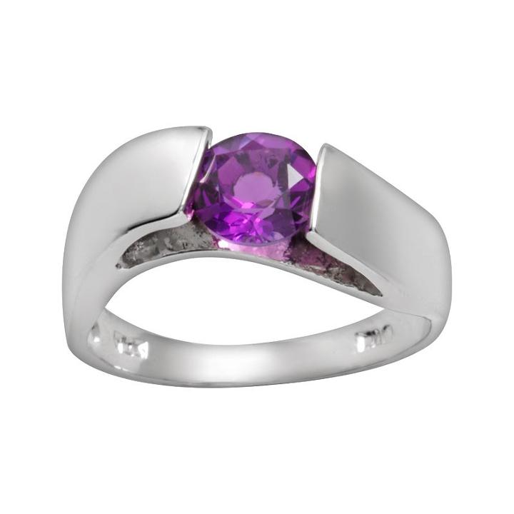 Sterling Silver Amethyst Ring, Adult Unisex, Size: 7, Purple