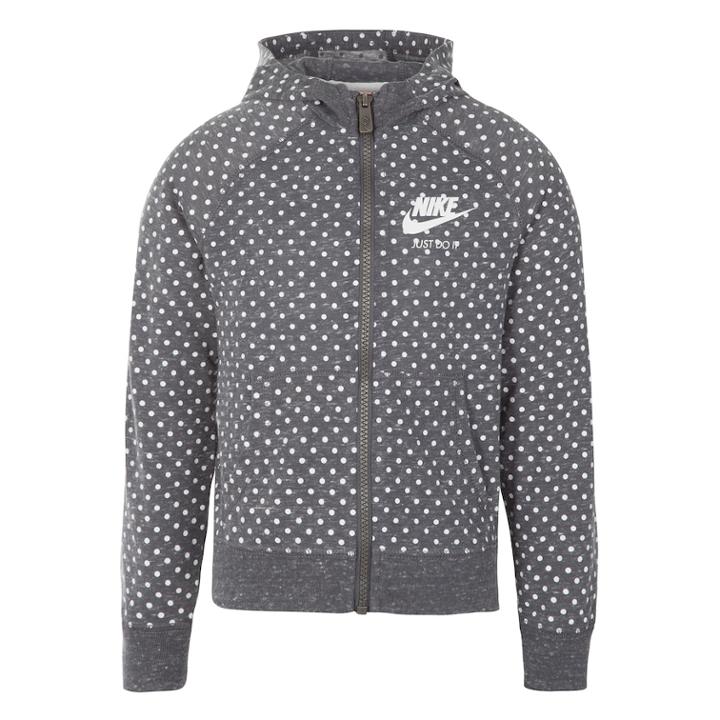 Girls 4-6x Nike Gray Polka-dot Heathered Hooded Track Jacket, Size: 6, Med Grey