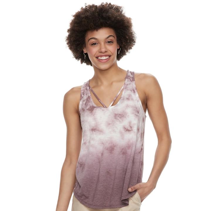 Juniors' Mudd&reg; Strappy V-neck Tank, Teens, Size: Xxs, Beig/green (beig/khaki)