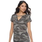 Women's Rock & Republic&reg; V-neck Cutout Tee, Size: Xs, Med Grey
