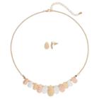 Tri Tone Graduated Necklace & Teardrop Earring Set, Women's, Multicolor