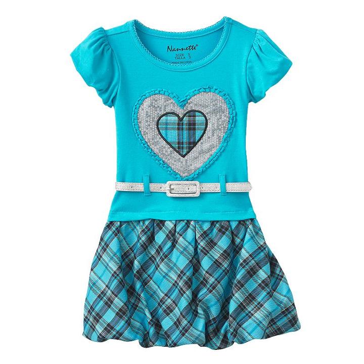 Nannette Sequin Plaid Bubble Dress - Girls 4-6x, Size: 4, Turquoise/blue (turq/aqua)