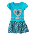 Nannette Sequin Plaid Bubble Dress - Girls 4-6x, Size: 4, Turquoise/blue (turq/aqua)