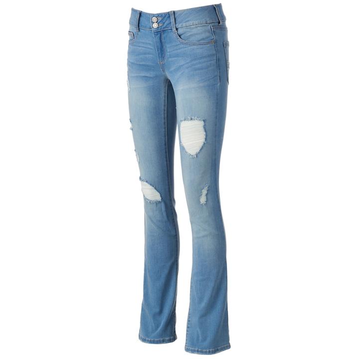 Juniors' Mudd&reg; Flx Stretch Ripped Bootcut Jeans, Teens, Size: 17, Blue Other