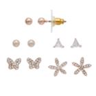 Napier Cubic Zirconia Butterfly & Starfish Nickel Free Stud Earring Set, Women's, Light Pink