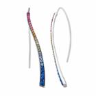 Confetti Crystal Curved Stick Threader Earrings, Women's, Black