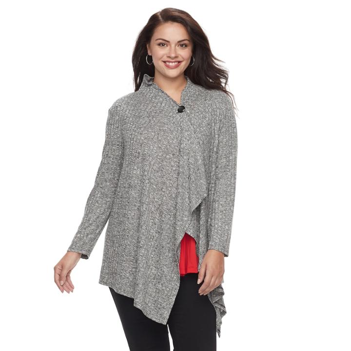 Plus Size Dana Buchman Flyaway Cardigan, Women's, Size: 3xl, Oxford
