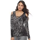 Women's Rock & Republic&reg; Strappy Cold-shoulder Tee, Size: Medium, Silver