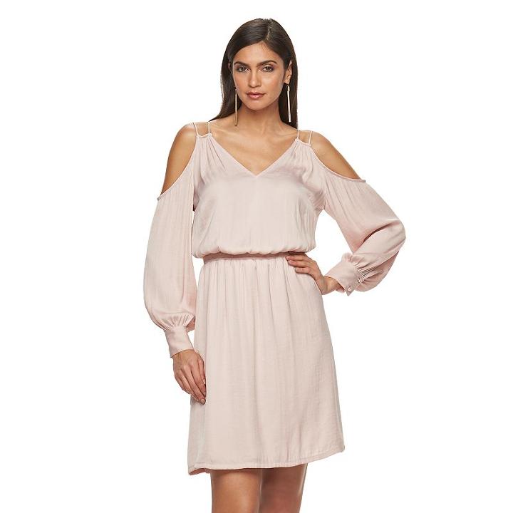 Women's Jennifer Lopez Cold-shoulder Shift Dress, Size: Xs, Pink