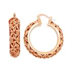 14k Rose Gold Over Silver Byzantine Hoop Earrings, Women's, Pink