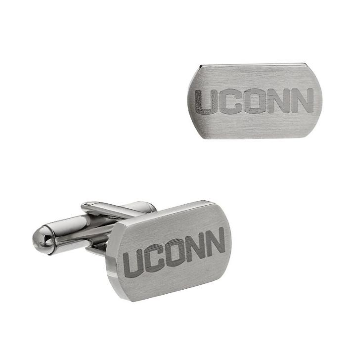 Fiora Stainless Steel Connecticut Huskies Cuff Links, Men's, Grey