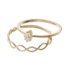 Lc Lauren Conrad Twisted & Solitaire Ring Set, Women's, Size: 7, Gold