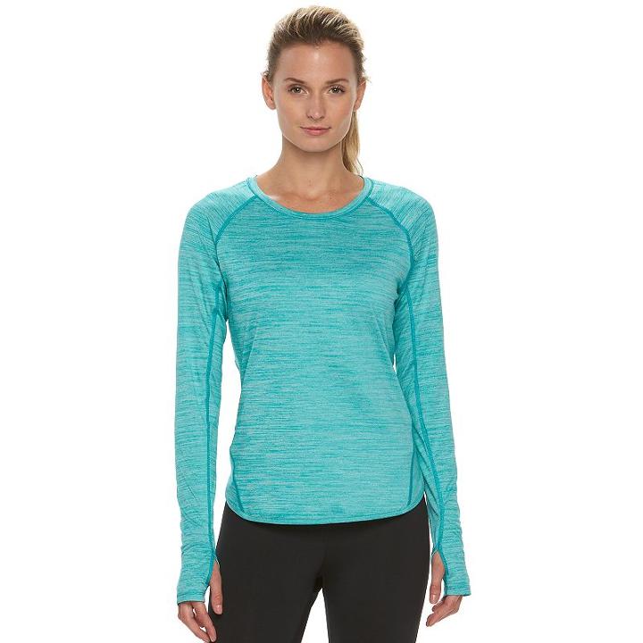 Women's Tek Gear&reg; Crewneck Workout Tee, Size: Large, Turquoise/blue (turq/aqua)