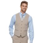 Men's Savile Row Modern-fit Striped Tan Suit Vest, Size: Xl, Brown