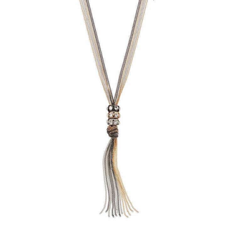 Apt. 9&reg; Long Tri Tone Multi Strand Tassel Y Necklace, Women's, Gold