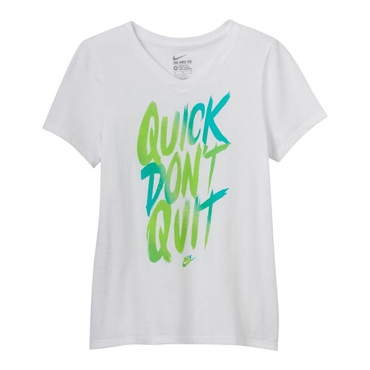 Girls 7-16 Nike Quick Don't Quit Graphic Tee, Girl's, Size: Medium, White
