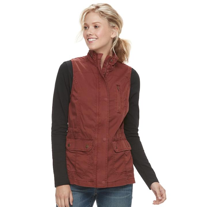 Women's Sonoma Goods For Life&trade; Utility Vest, Size: Xl, Red/coppr (rust/coppr)