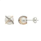 14k Gold & Sterling Silver Freshwater Cultured Pearl X Stud Earrings, Women's, White