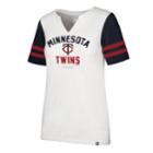 Women's '47 Brand Minnesota Twins Takeover Sleeve Stripe Tee, Size: Medium, White