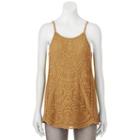 Juniors' Rewind Embroidered Cage Back Tank, Teens, Size: Small, Gold