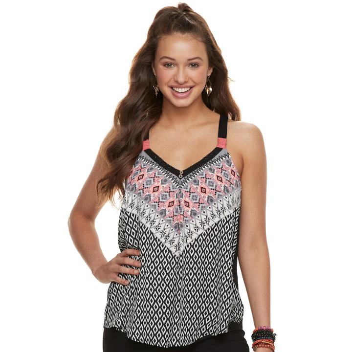 Juniors' Rewind Swing Racerback Tank, Teens, Size: Xl, Black
