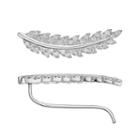 Fleur Cubic Zirconia Leaf Ear Crawler Earrings, Women's, Grey