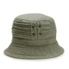 Women's Distressed Cotton Bucket Hat, Med Green