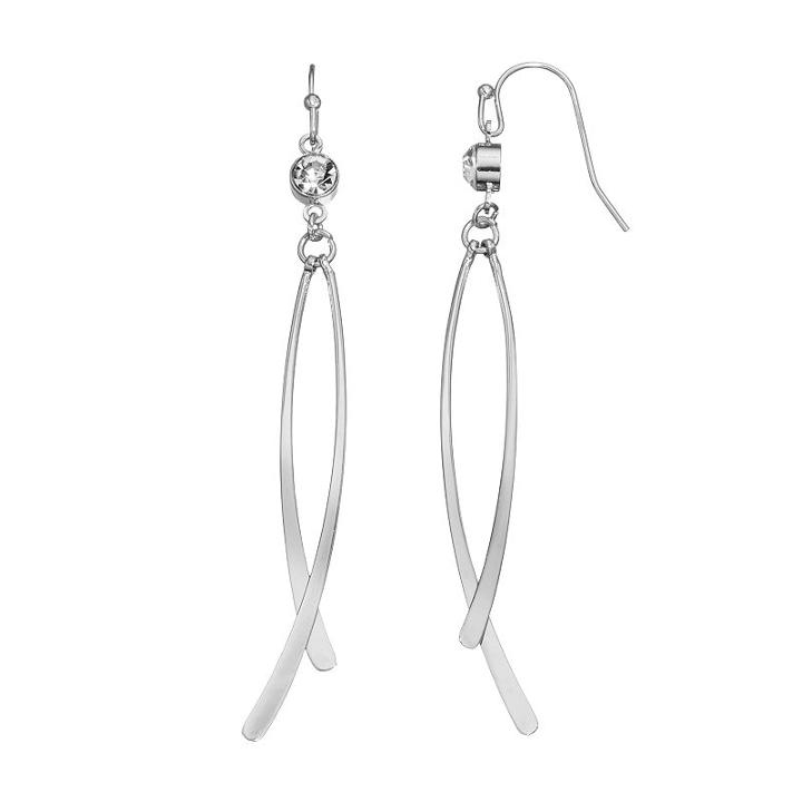 Jennifer Lopez Simulated Crystal Curved Stick Drop Earrings, Women's, Silver