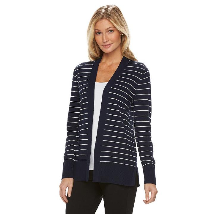 Women's Croft & Barrow&reg; Essential Open Front Cardigan, Size: Small, Blue