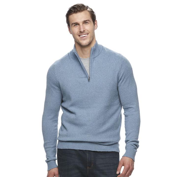 Big & Tall Croft & Barrow&reg; True Comfort Classic-fit Stretch Quarter-zip Sweater, Men's, Size: 4xb, Med Blue