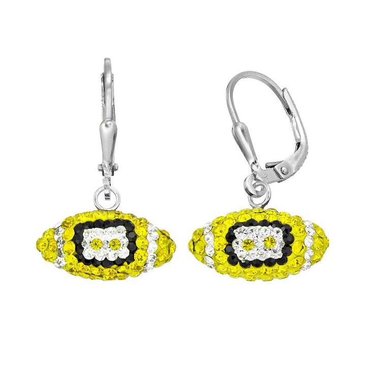 Michigan Wolverines Crystal Sterling Silver Football Drop Earrings, Women's, Multicolor